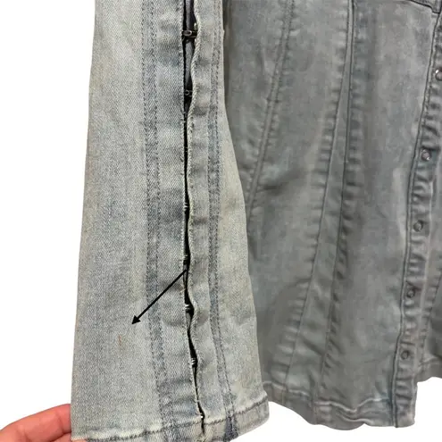 Free People  Thea Blue Denim Long Bell Sleeve Mini Dress Size Small