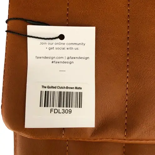 Fawn Design NWT Chic Functional Quilted Clutch Crossbody Handbag Brown Matte