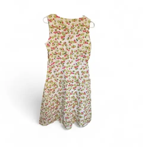Tease Sleeveless White Pink Green Cherry Cotton Dress Sz 8