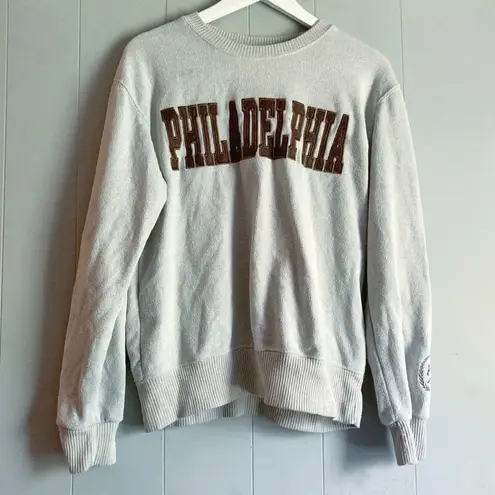 New York Popular Philadelphia Applique Fleece Sweatshirt M Brown Size M