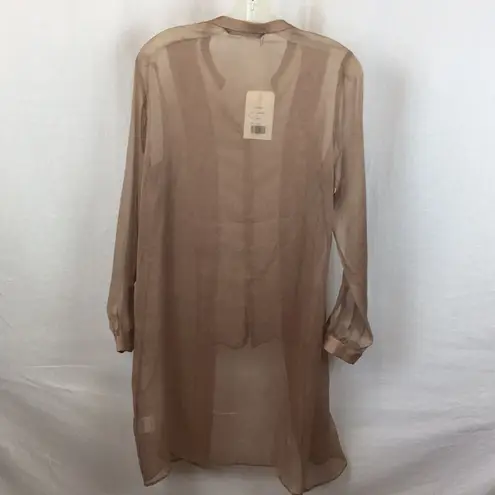Zeuselen Taupe Sheer Long Sleeve Duster Top L NEW Size L