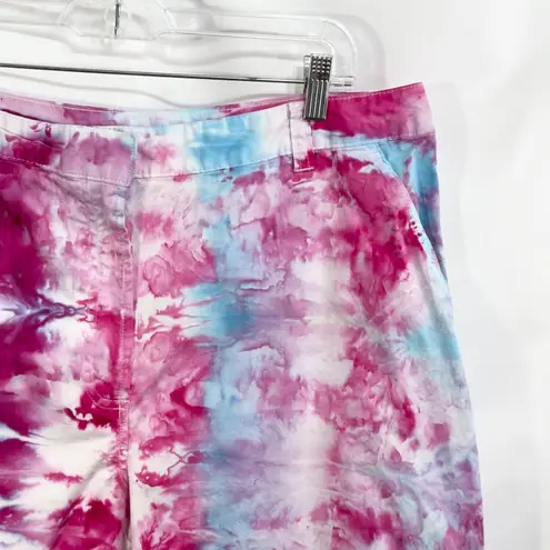 kim rogers Plus Size 16 Bermuda Shorts Handmade Tie Dye Cotton Pink Blue 1393