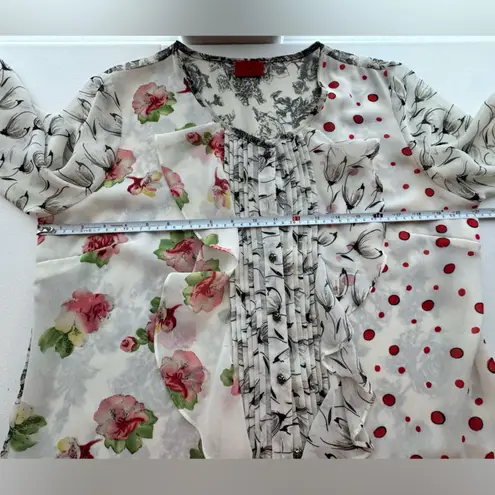 V Cristina Floral Ruffled Button Down Blouse Size undefined