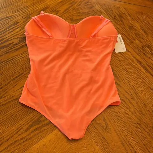 Reoria Glamorous Illusion Spaghetti Strap Bodysuit nwt Orange Size XL