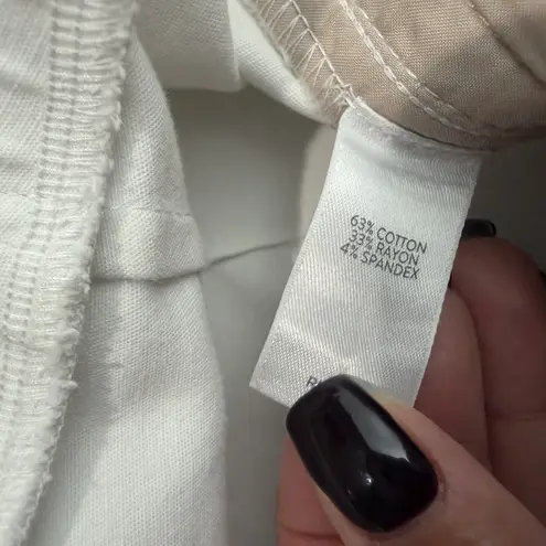 J. Jill Essential Cotton Stretch Versatile Pants In White Pull On Sz 16 Pockets