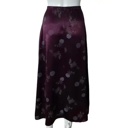 Vintage Renee Lauren 90s Plum Satin Bias Cut Midi Skirt Size 13/14 Y2K Retro Purple