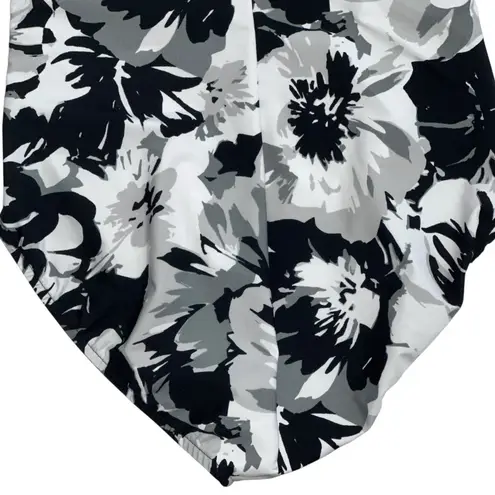 Magicsuit Rouched One Piece Swim Suit Floral Adjustable Straps Women's Size 16 Black