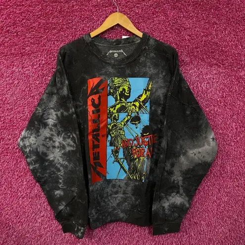 Metallica And Justice For All Tie Dye Oversized Crewneck Sweater L/XL