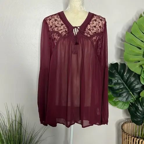 14th & Union  • bohemian sheer tassel tie blouse - Image 19