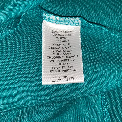 Susan Graver Essentials Size M Teal Green Ruched Turtleneck Long Sleeve Top