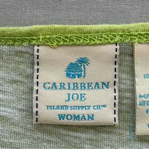 Caribbean Joe Island Lime Ombre Top 1X Laggenlook 3/4 Sleeve Cotton Stretch