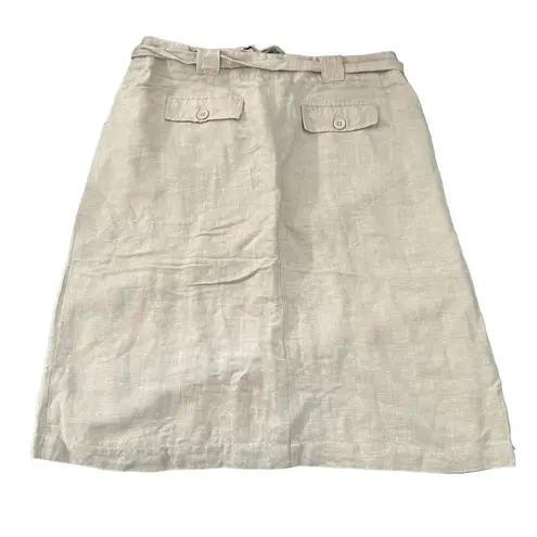 New York & Co. women's size 10 linen blend cream colored midi skirt