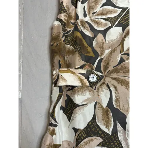 Vintage Bogari Silk Button Up Tunic Sz M Brown Floral Artsy Folk Hipster 90's Brown Size M