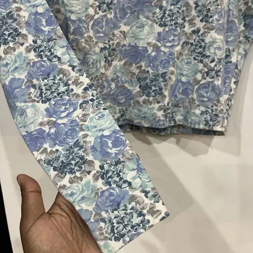 Vintage Sacha Floral Cropped Longsleeve Top Medium Sweetheart Neckline Ditsy Blue