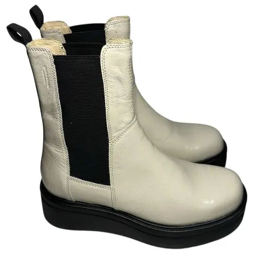 Vagabond Shoemakers Size 37 6.5 Cream Black Leather Tara Chelsea Platform Boots
