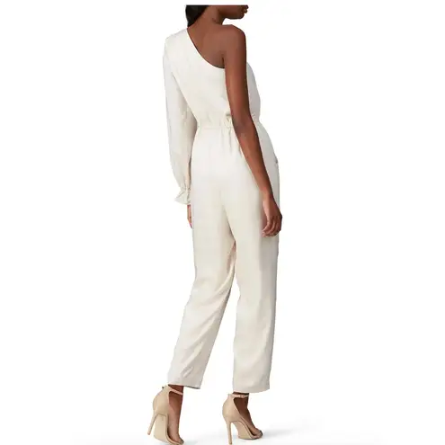 Love, Whit by Whitney Port Jumpsuit Womens 4 Ivory Jacquard One Shoulder Stretch White