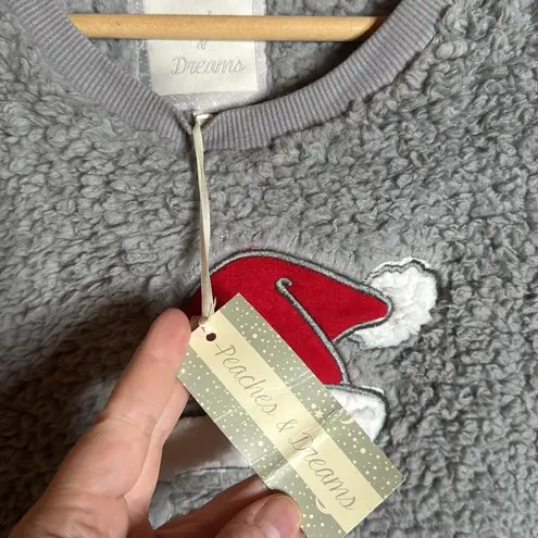 NWT Peaches & Dreams Embroidered Santa Teddy Ho Ho Ho Sleep Nightgown Size Small Gray