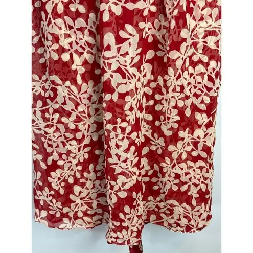 Donna Ricco Pomegranate Floral Silk Sweetheart Neck Empire Waist Dress Women's 8