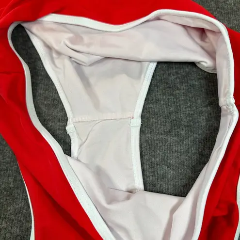 Unbranded Bikini Set Women Large Red with White Trim Bralette Two Piece Swimsuit