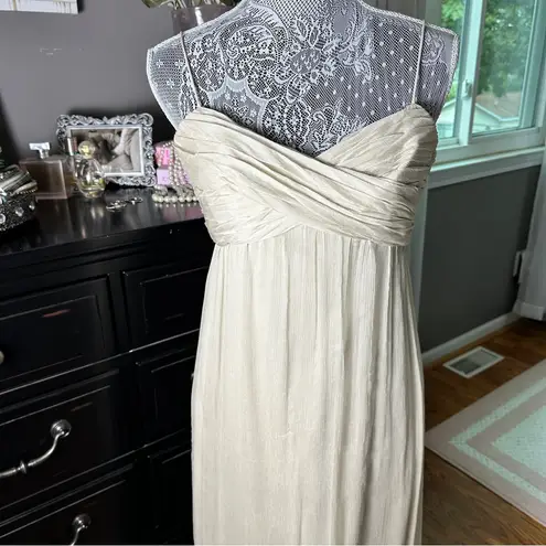 Amsale 100% Silk Empire Waist Maxi Dress Beige Wedding Guest 2 – Quiet Luxury