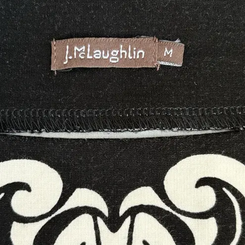 J. McLaughlin Black Bainbridge Fabric Black 3/4" Floral Vines Print Shirt Med