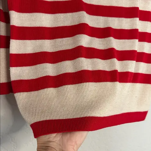 Yumi Knitwear Red Cream Daisy Stripe Sweater Jumper Flower Valentines US 6 Size M