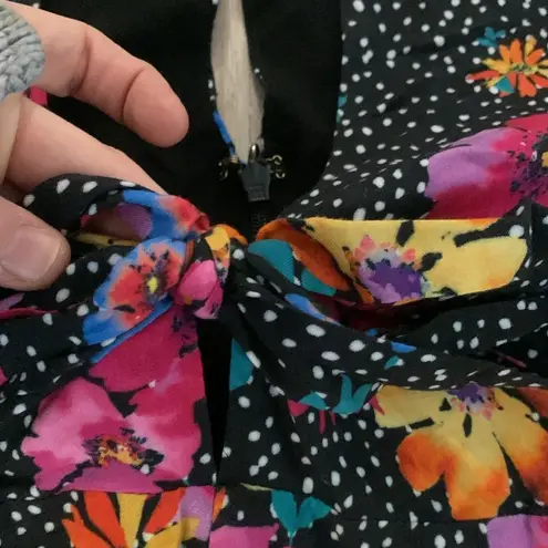 Majorelle Revolve Neon Floral Polka Dot Sunset Romper Long Sleeve Medium Cutout