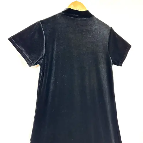 Walter Medium Black Short Sleeve Maxi Dress Velvet Mock Neck Romantic Goth Sexy