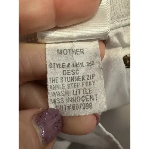 MOTHER Stunner Zip Ankle Step Fray Sz 27 White Jeans Little Miss Innocent #OP9