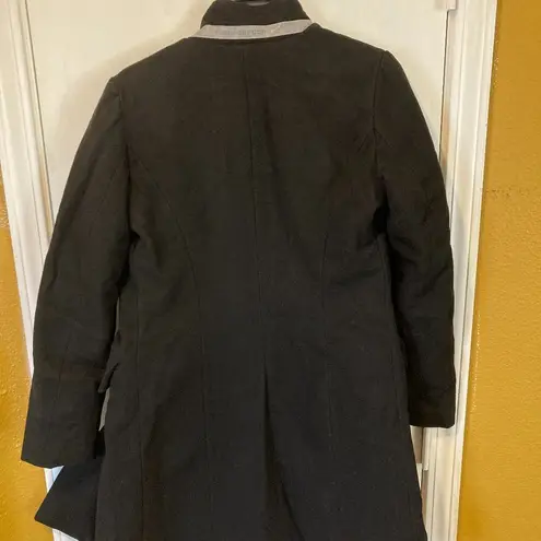 Tuscano Urbano women's size 40 IT thermal wool blend windproof long moto jacket Black