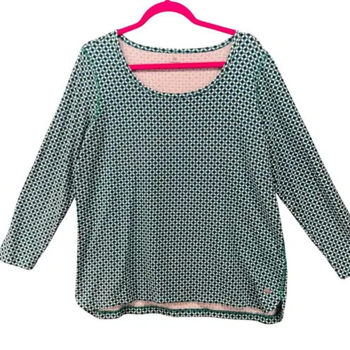 Talbots Womens Tunic Blouse Size 1X Athleisure Lounge Relaxed Comfy Soft Green