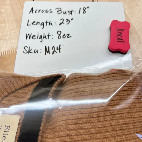 Elie Tahari 100% Cashmere Ribbed Crewneck Sweater Camel Brown Black Size Large - Image 11