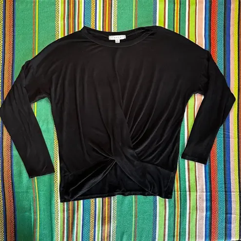 Gaze Long Sleeve Dolman Knotted Twist Top size S Black