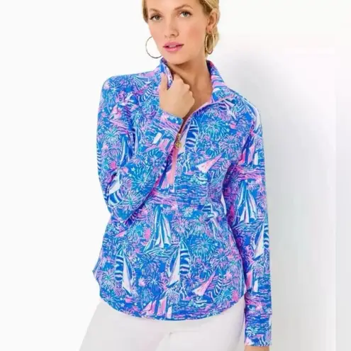 Lilly Pulitzer UPF 50+ Skipper Popover Boca Blue Its A Sailabration Size S