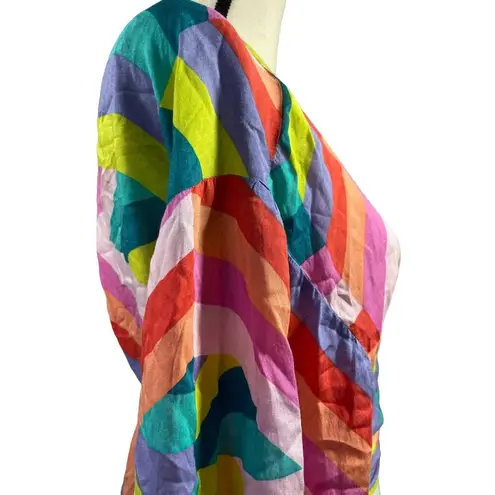 Elan  Womens Rainbow Wrap size Small Ballon Sleeve Balletcore Peasant Festival