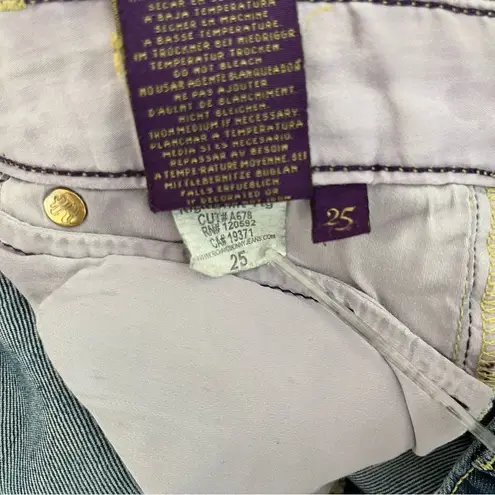 Rich & Skinny Sleek Nightshift Blue Jeans Whiskered Denim Womens Size 25 USA