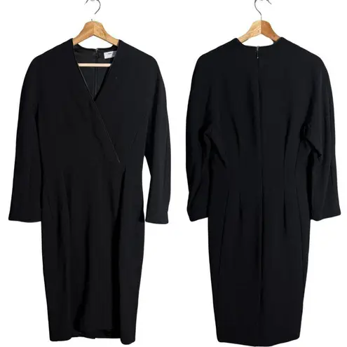 MM.LaFleur M.M. LaFleur The Pamela Dress - Tuxedo Women's 8 Black V-Neck Wool Pencil Career