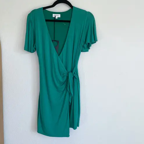Privacy Please Revolve Green Wrap Mini Dress