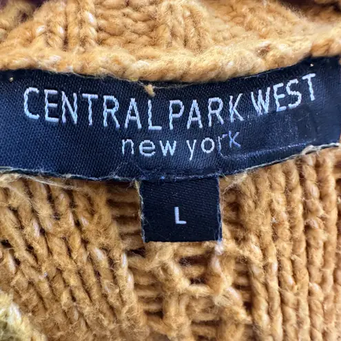 Central Park West Mustard Cable Knit Cardigan Sweater LARGE Cottage Prairie $181