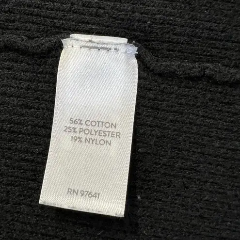 J Jill Knit Duster Cardigan Vest Small Black Open Front Pouch Pockets Relaxed Size undefined