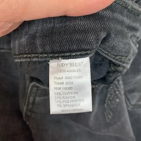 Judy Blue 0 24 black skinny fit denim jeans distressed raw hem cute casual basic