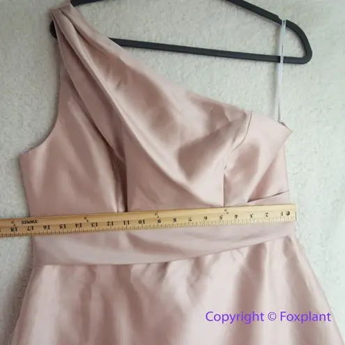 Alfred Sung New! Draped One-Shoulder Satin Maxi Dress in Toasted Sugar, size 14R