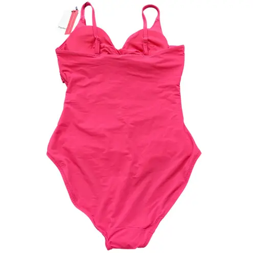 Popilush Ruched One Piece Swimsuit Tummy Control Padded Hot Pink M Size M