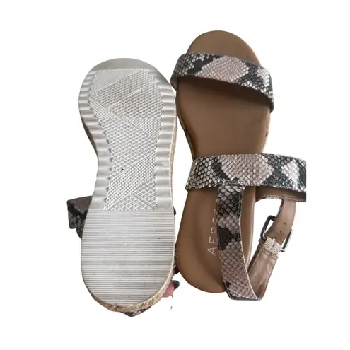 Aerosoles Union Snake Print Leather Platform Sandals Size 6