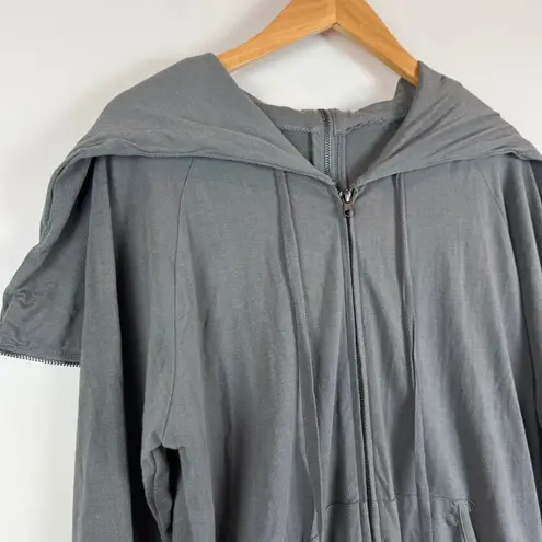 Talia Hancock Jacket Women S Gray Pima Cotton Long Sleeve Full Zip Slouchy Lagen