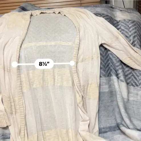 LC Lauren Conrad Cream Open Front Duster Cardigan Knit Pockets Size L White Size L