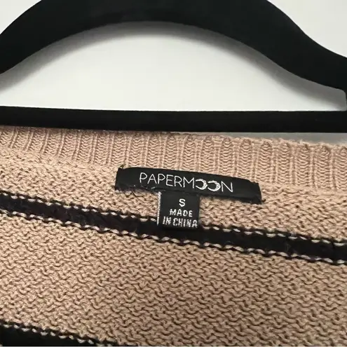 PaperMoon Tan Black Striped Knit Crewneck Pullover Sweater Size S