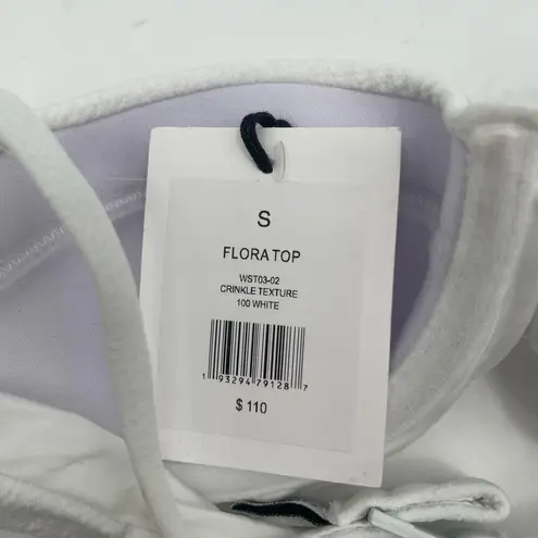 ONIA Flora Bikini Top SZ Small Crinkle Texture White Black Pushup Swim Beach NWT