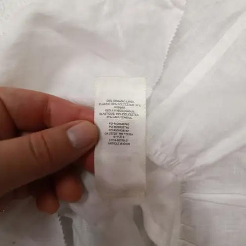 Aritzia Wilfred Tempest Organic Linen White Tiered Smocked Mini Dress Small