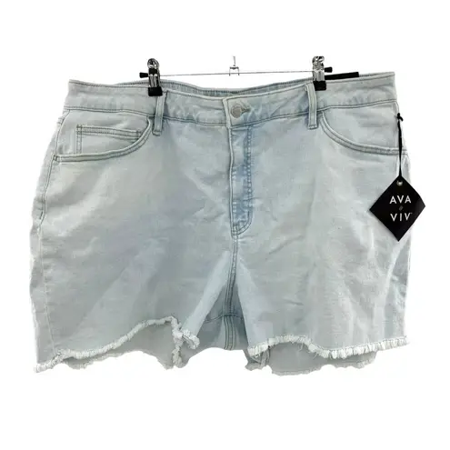 Ava & Viv High Rise Midi Jean Shorts Light Wash Plus Size 22 Cut Off NWT